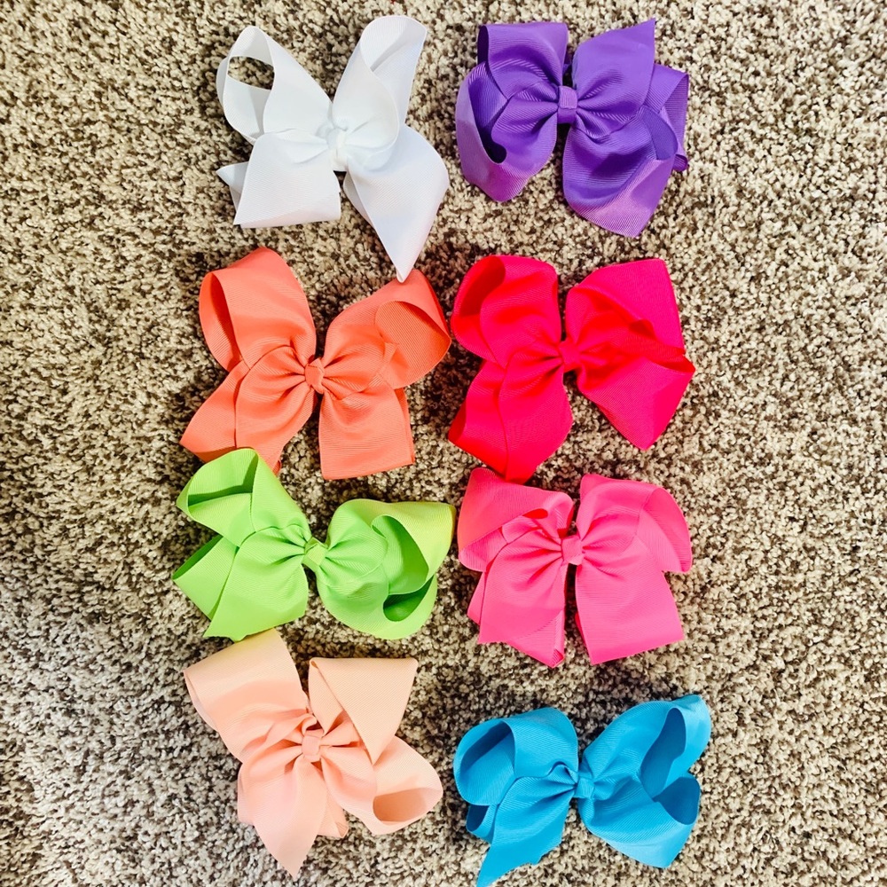 Lot of 8 ribbon hair bows - CUTE! Like new!
